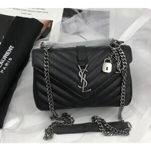 NWT College Loulou Quilted Leather Flap Shoulder Monogram Bag Keychain